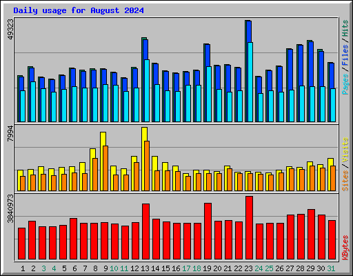 Daily usage for August 2024