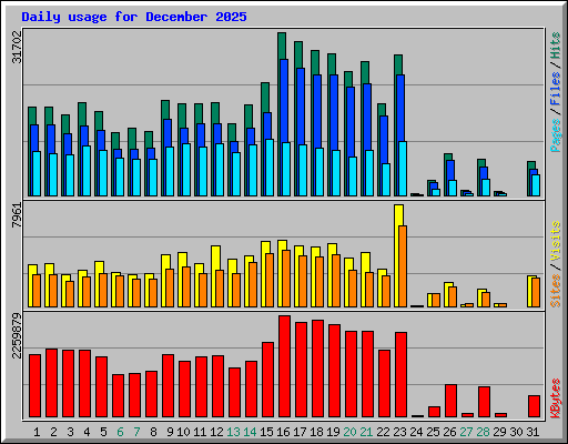 Daily usage for December 2025