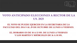 ELECCIONES A RECTOR. VOTO ANTICIPADO. LUGAR Y HORARIO