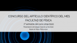 premio a la publicación científica del mes en la Facultad de Física 2º Semestre curso 2019/20